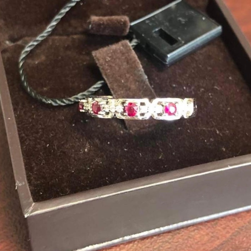 Levian 14KT white gold Diamond and RedRubies  band